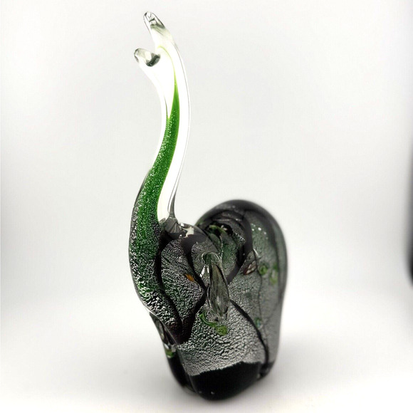 Millefiori Elephant Blown Glass Millefiori Trunk Up Paperweight 8" CHIPPED EAR - Picture 10 of 15